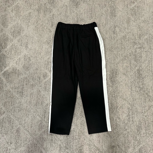 Zara Basic Side Stripe Pants Black and White Straight Leg Trousers - Picture 4 of 5